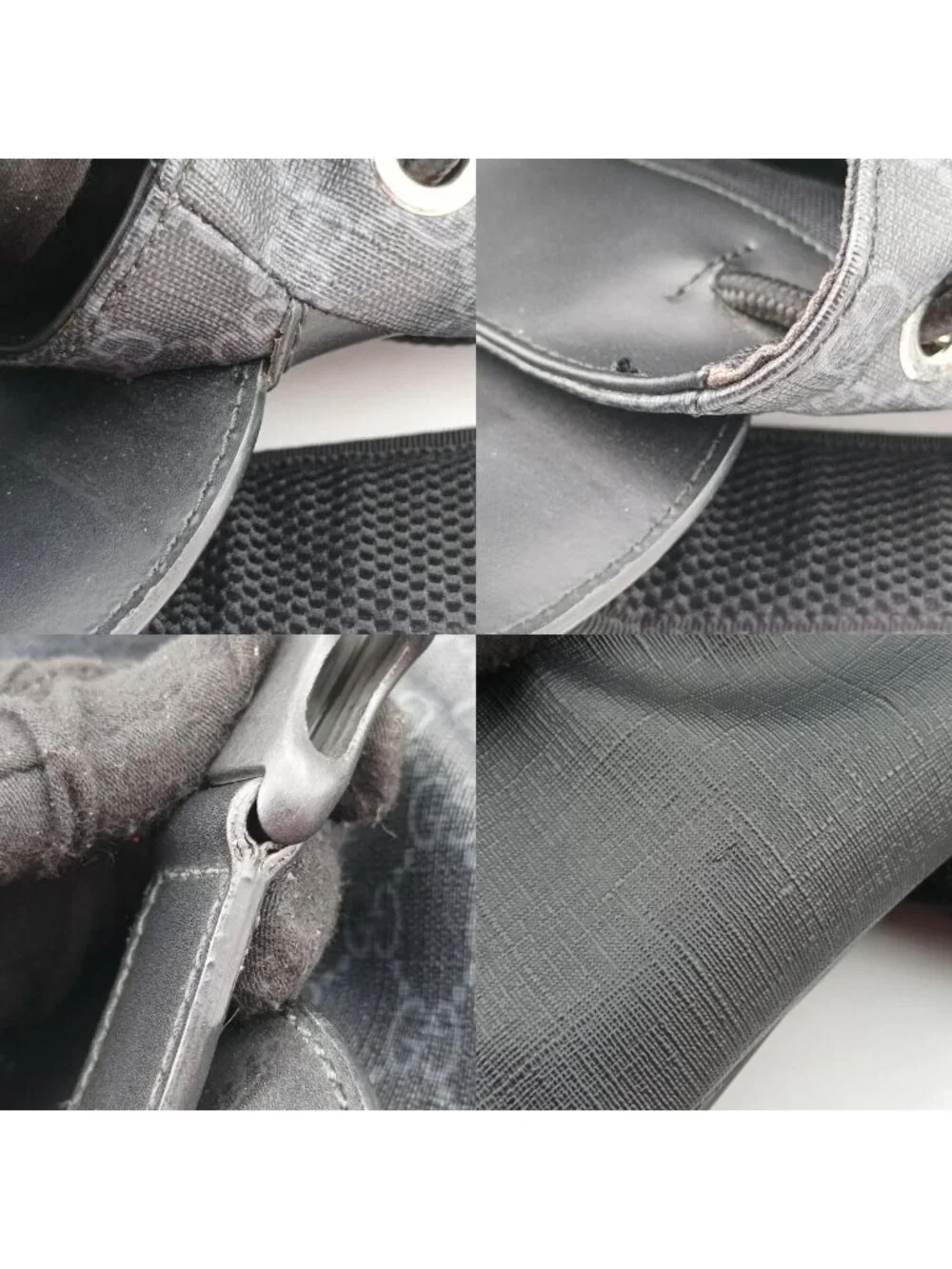 Gucci GG Supreme Black Gray Navy Red Leather Backpack
